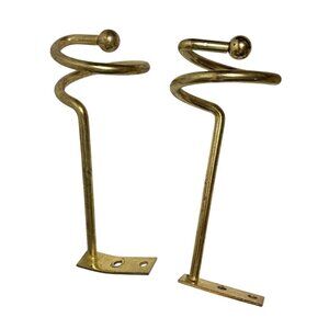 Vintage Brass Swirl Spiral Wall Hook Curtain Tie Backs 5.5" Elegant Set of 2